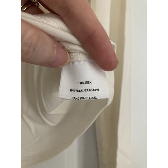 Eileen Fisher Stretch Silk Jersey Scrunch Neck Top Turtleneck Cream Small - Picture 4 of 11